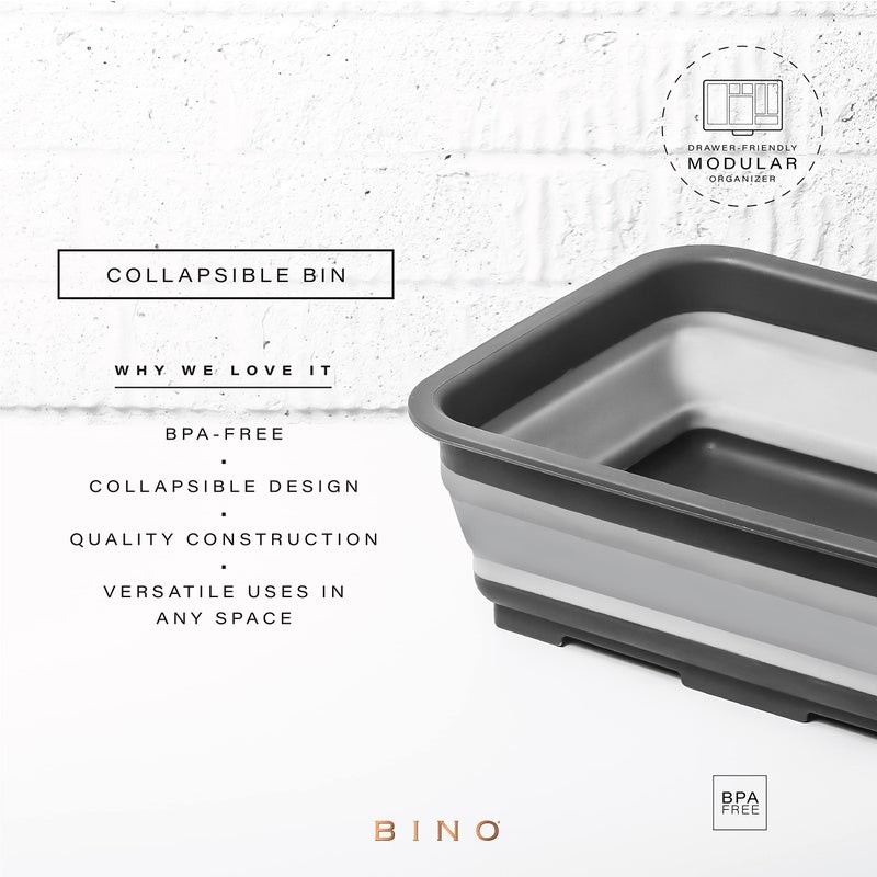 BINO Collapsible Wash Basin - Grey | Portable Dish Tub | Kitchen | Camping | Sink | Home Essentials | Baby Travel | Folding Dish Pan for Maximum Space Saving - Image 2
